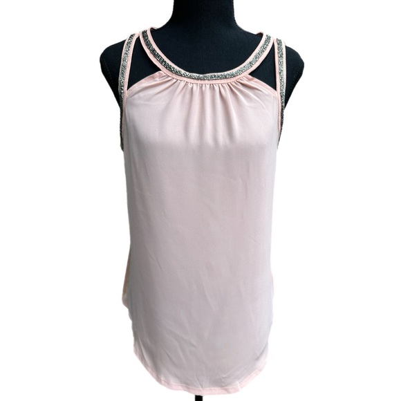 EXPRESS Cutout Beaded Strap Tank Top‎ Blush - Picture 1 of 6